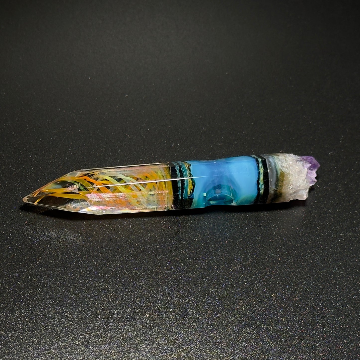 Fume Crystal "Core Sample" #1 - Amethyst and Borosilicate Pendant