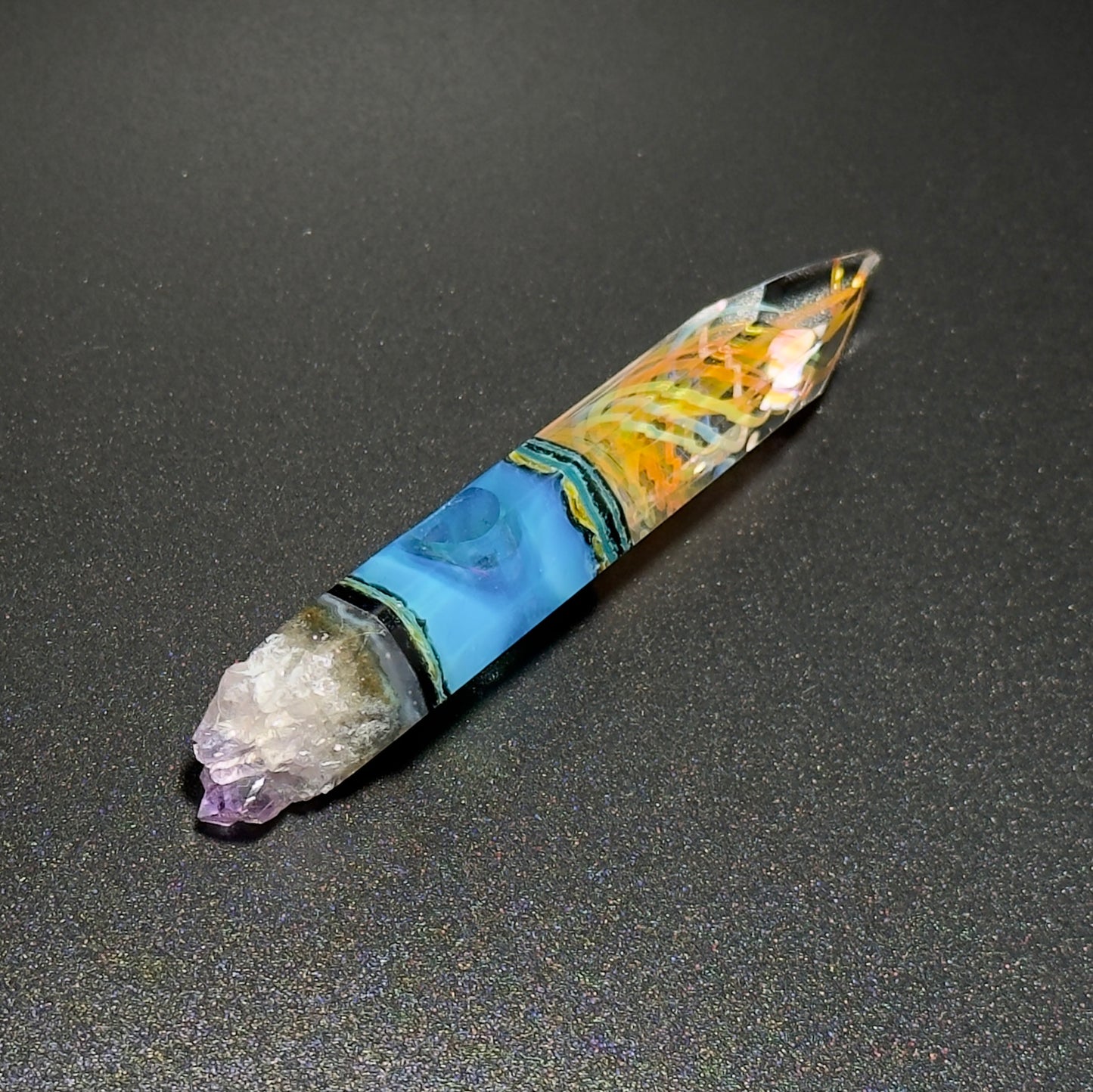 Fume Crystal "Core Sample" #1 - Amethyst and Borosilicate Pendant