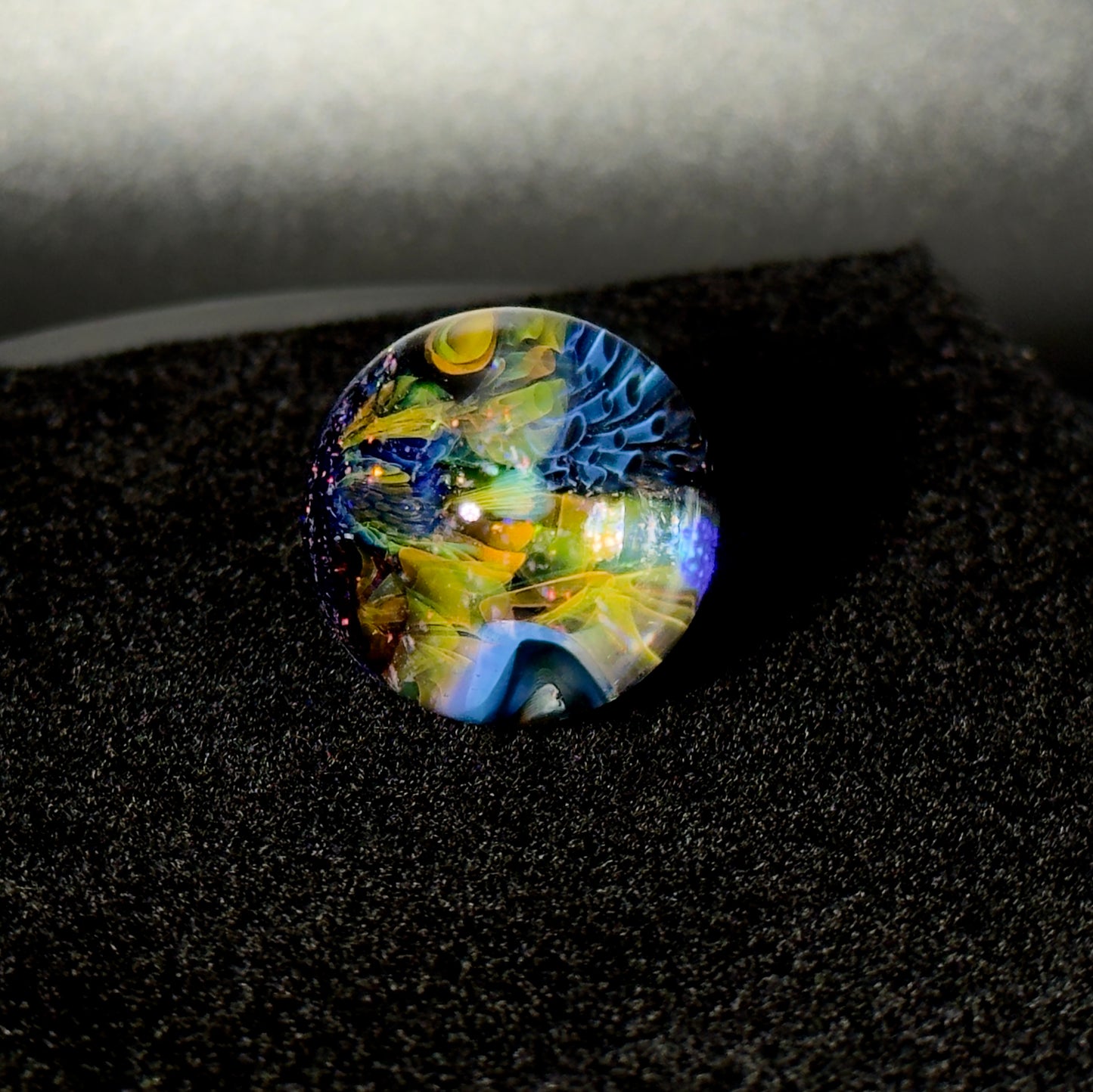 Cushed opal fumescape blown glass marble - 25mm