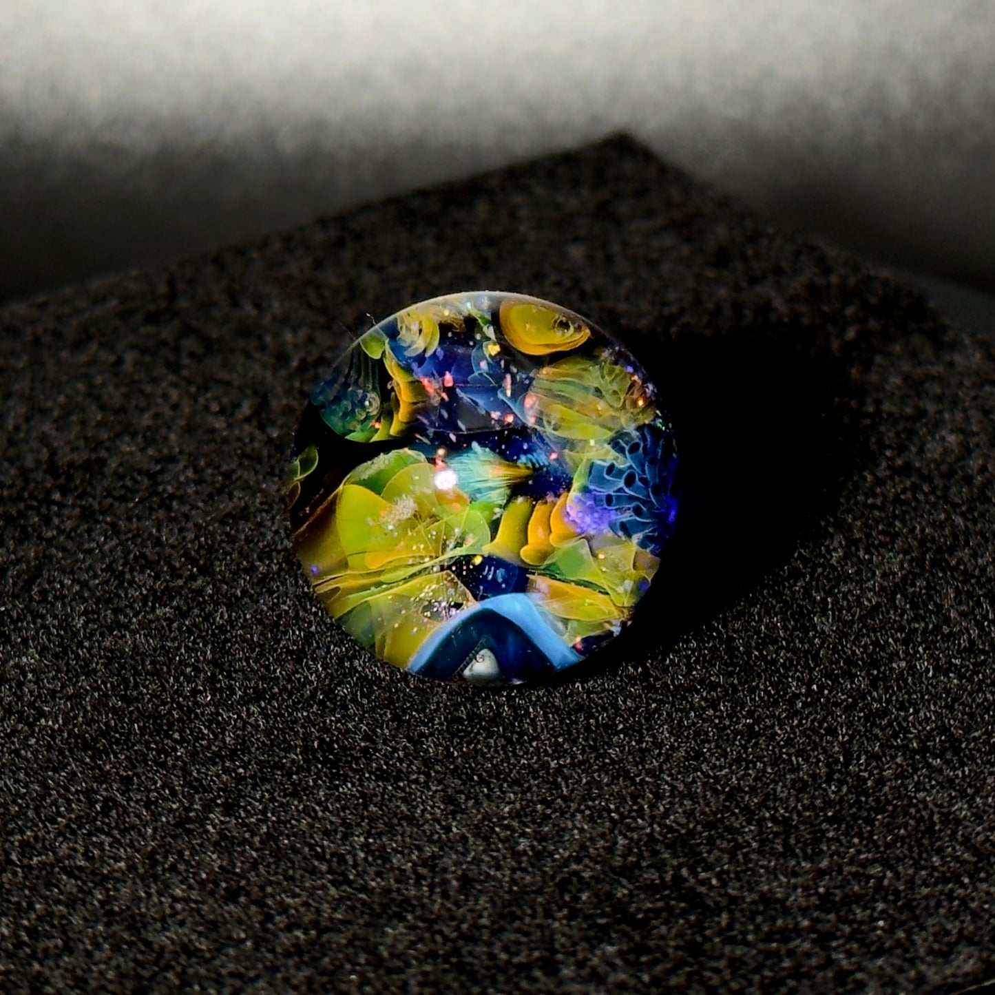 Cushed opal fumescape blown glass marble - 25mm