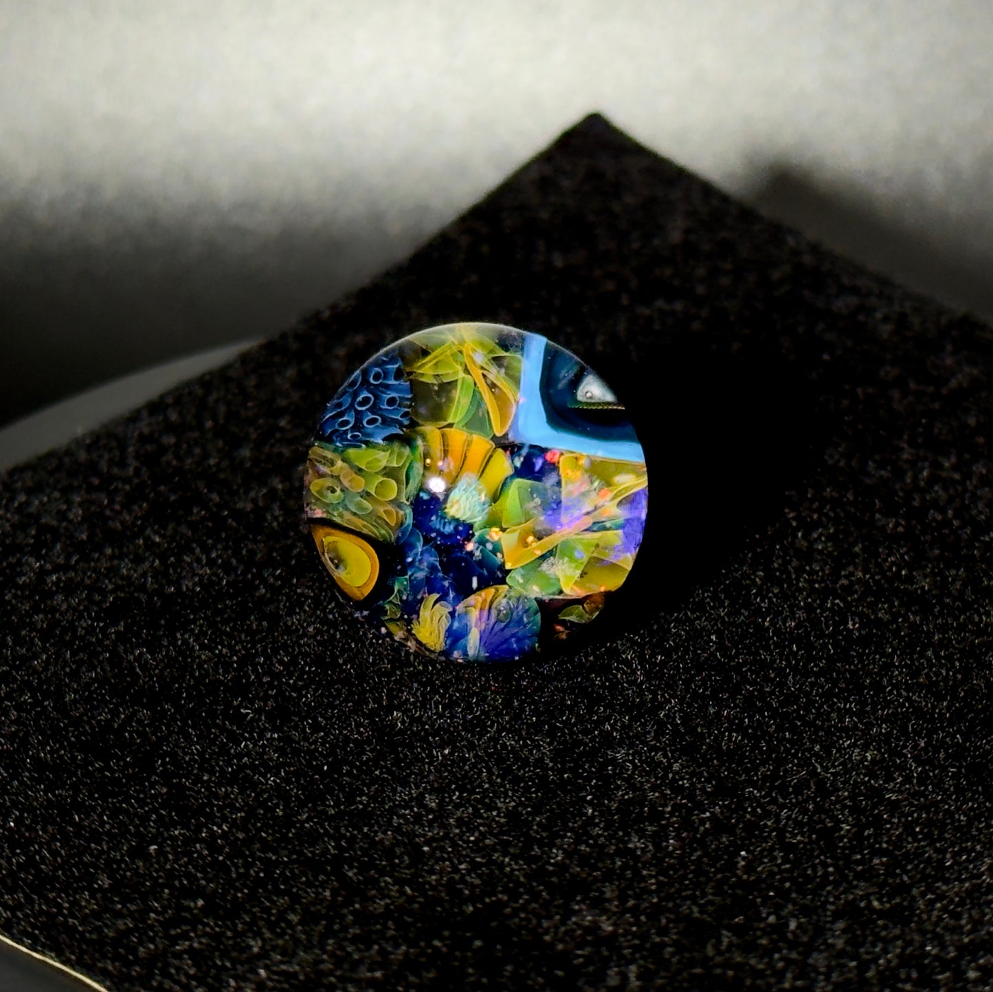 Cushed opal fumescape blown glass marble - 25mm