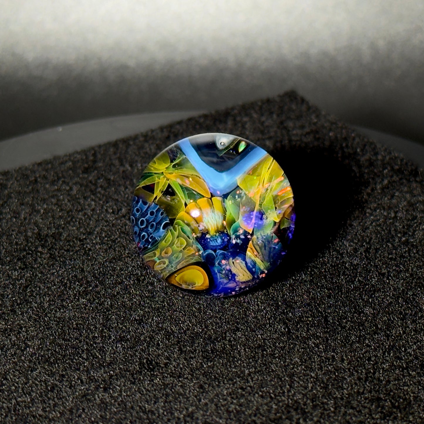 Cushed opal fumescape blown glass marble - 25mm