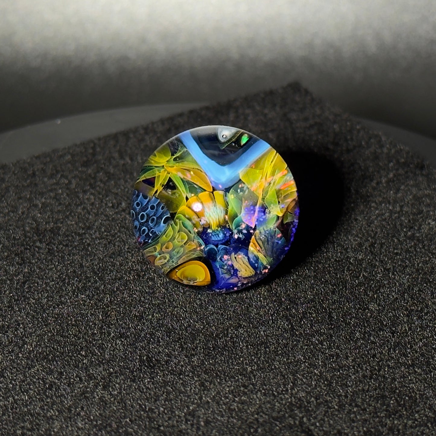 Cushed opal fumescape blown glass marble - 25mm