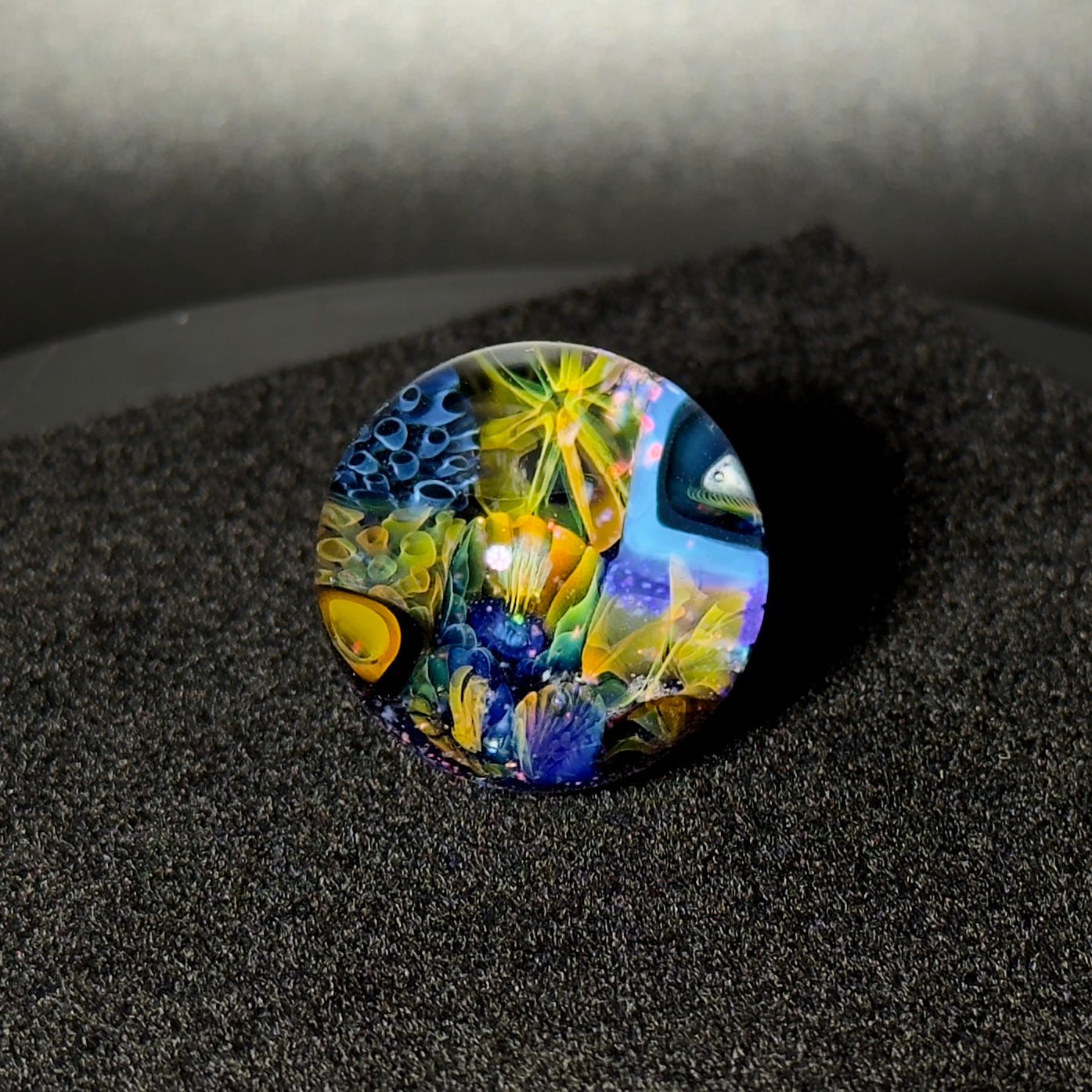 Cushed opal fumescape blown glass marble - 25mm