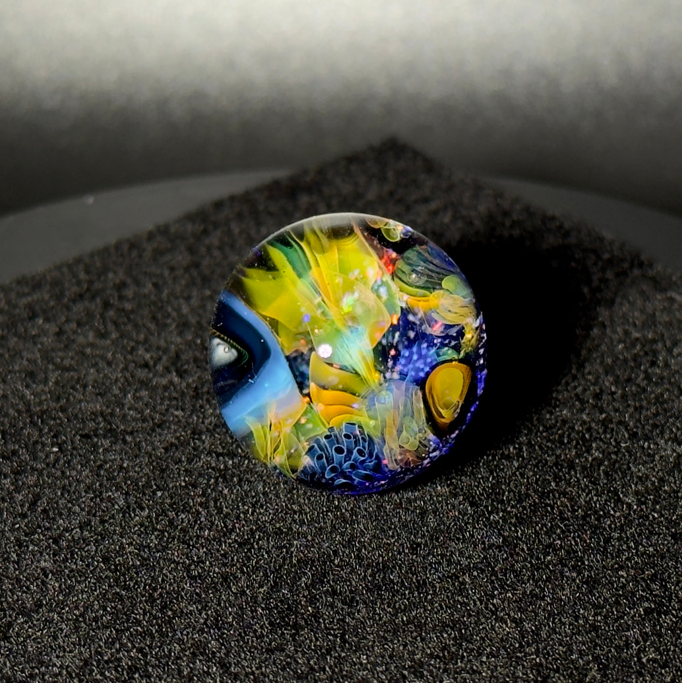 Cushed opal fumescape blown glass marble - 25mm