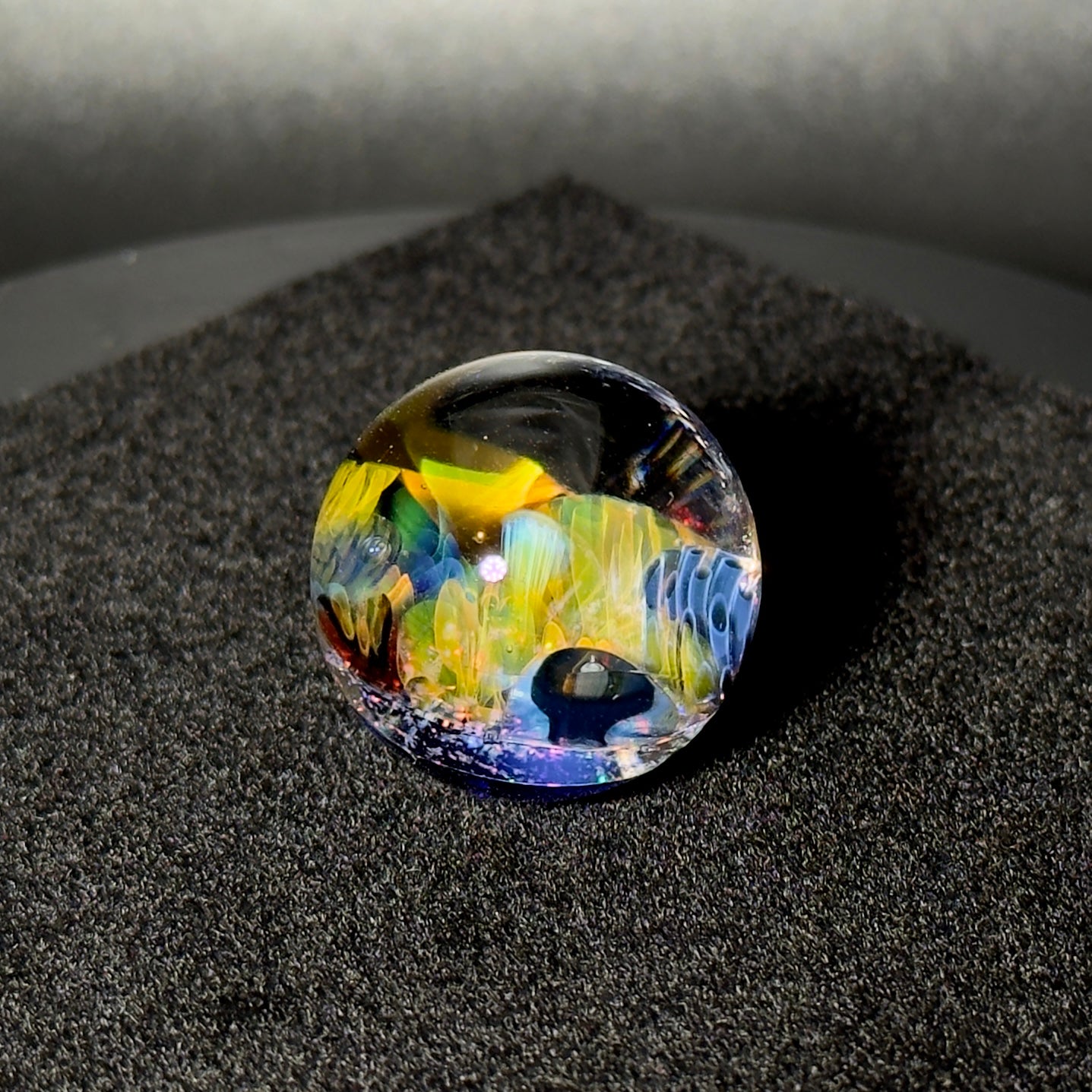 Cushed opal fumescape blown glass marble - 25mm