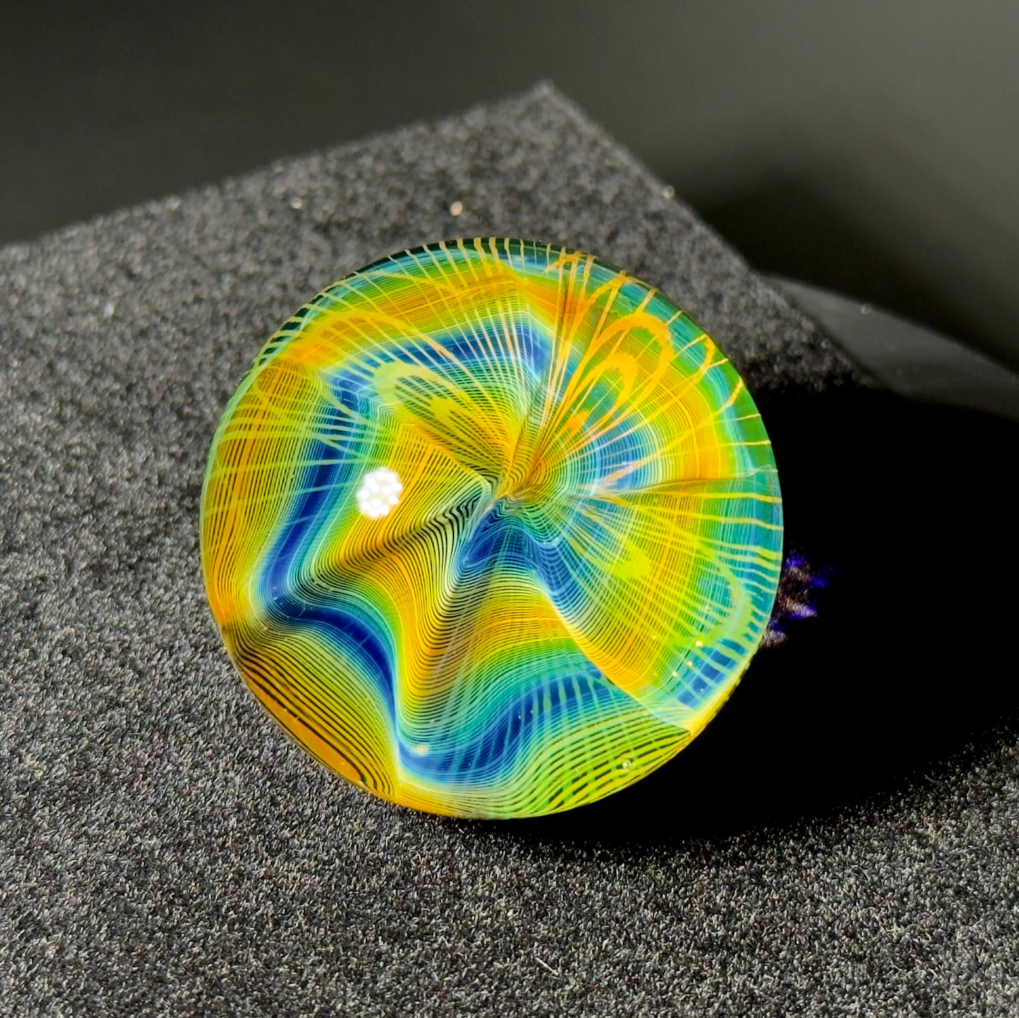 Fume spiral pathway blown glass marble - gold and silver fumed marble - 40mm