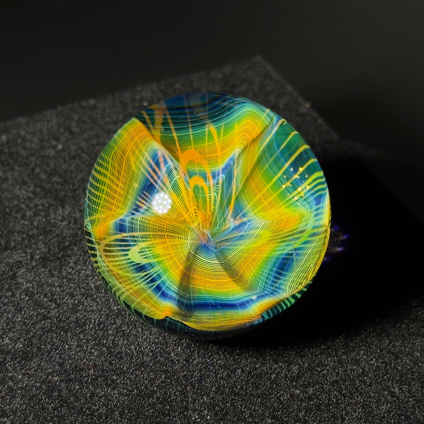 Fume spiral pathway blown glass marble - gold and silver fumed marble - 40mm