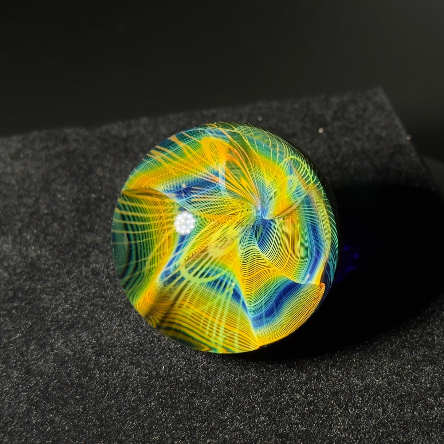 Fume spiral pathway blown glass marble - gold and silver fumed marble - 40mm