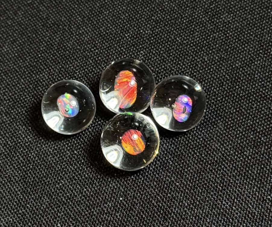Small tumbled rainbow opal glass blown marble, 13-14mm