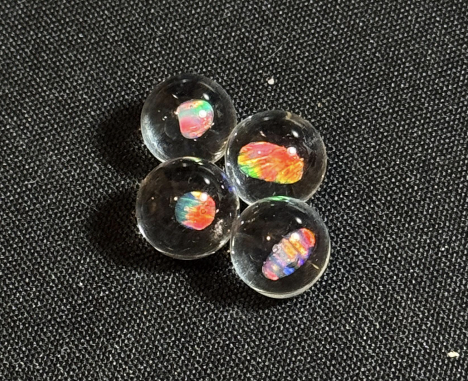 Small tumbled rainbow opal glass blown marble, 13-14mm